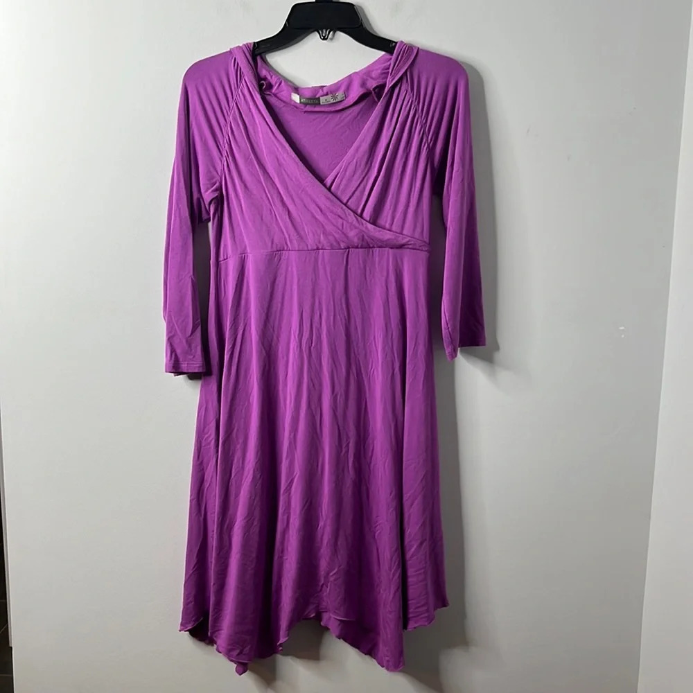Athleta Hawi Purple Hooded Asymmetrical Dress - Picture 2 of 6